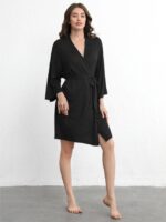 Leisure Super Soft Ribbed Robe Made Of -Friendly Blend Fabric, Providing Smoothness, Breathability And Can Be Worn With Any Basic Attire.