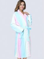 Single Piece Simple Ombre Ladies Autumn & Winter Thickened Flannel Loose Pajamas