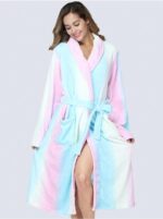 Single Piece Simple Ombre Ladies Autumn & Winter Thickened Flannel Loose Pajamas