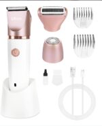 OLOV Bikini Trimmer Women - Wet/Dry Body Shaver Groomer, Replaceable Ceramic Blade Heads, USB Recharge Dock & Nosetrimmer Head Head