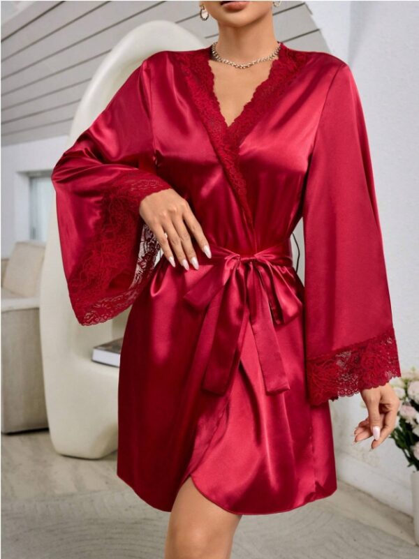 Women's Lace Patchwork Belted Robe