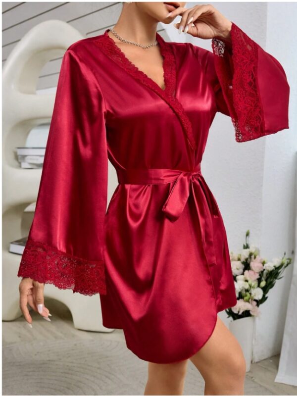 Women's Lace Patchwork Belted Robe