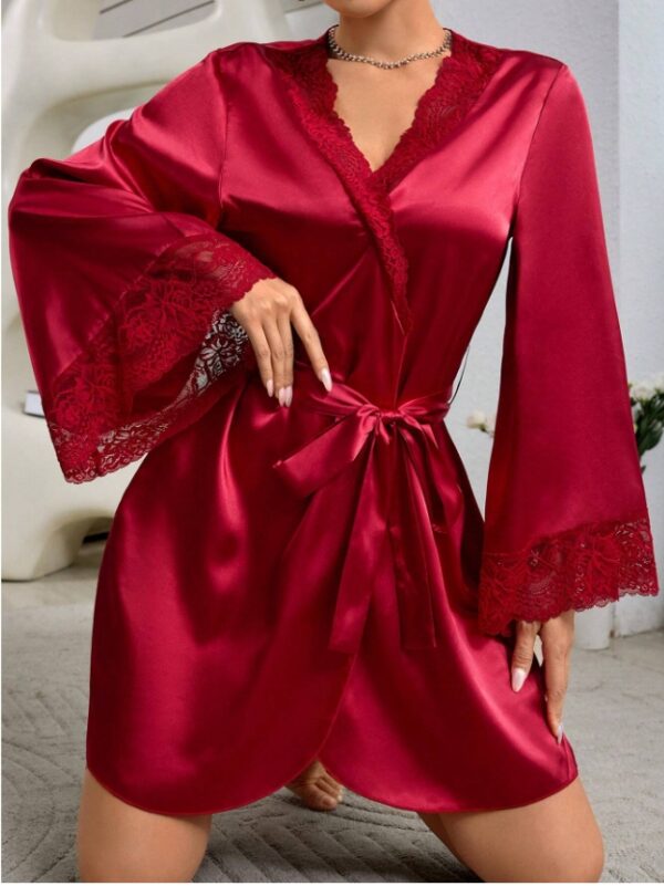 Women's Lace Patchwork Belted Robe