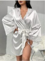 Women's Lace Patchwork Belted Robe