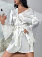 Women's Lace Patchwork Belted Robe