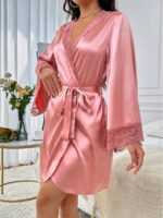 Women's Lace Patchwork Belted Robe