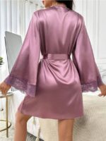 Women's Lace Patchwork Belted Robe